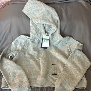 Nike XL gray crop top sweater with neon yellow Nike stitch